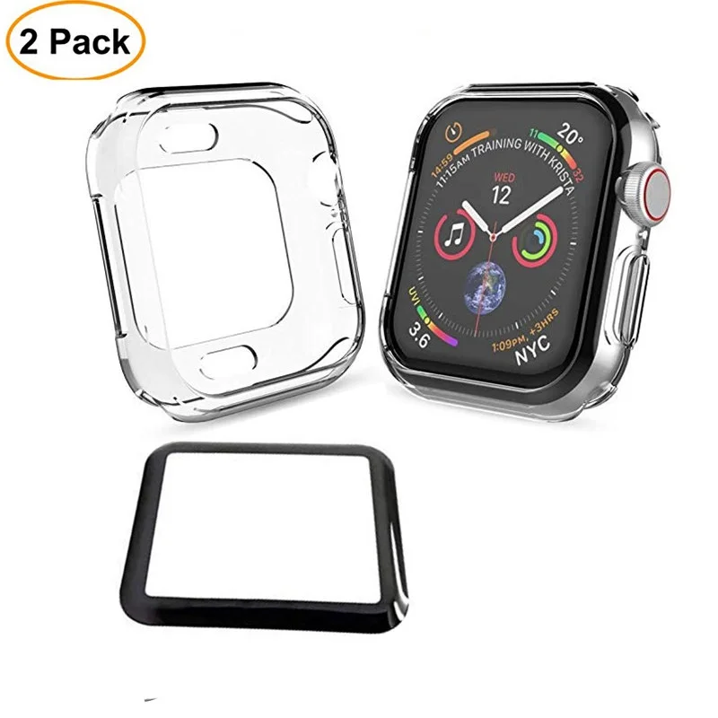 Защитная пленка для часов для Apple Watch Series 4 44 мм 40 мм закаленное стекло с ТПУ защитный чехол для Iwatch 38 мм 42 мм чехол