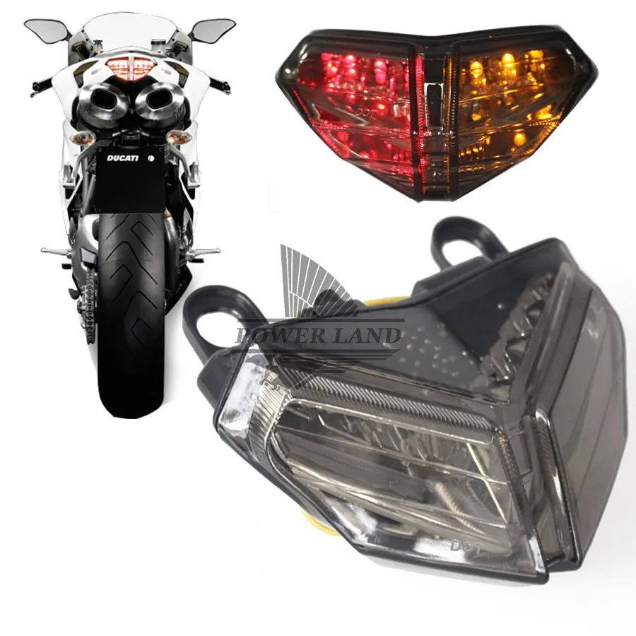 

1set Auto LED Motorcycle Integrated Brake Stop Lamp Smoke Lens Rear+Turn Signal Brake Tail Light Fit For Ducati 848 08-2012