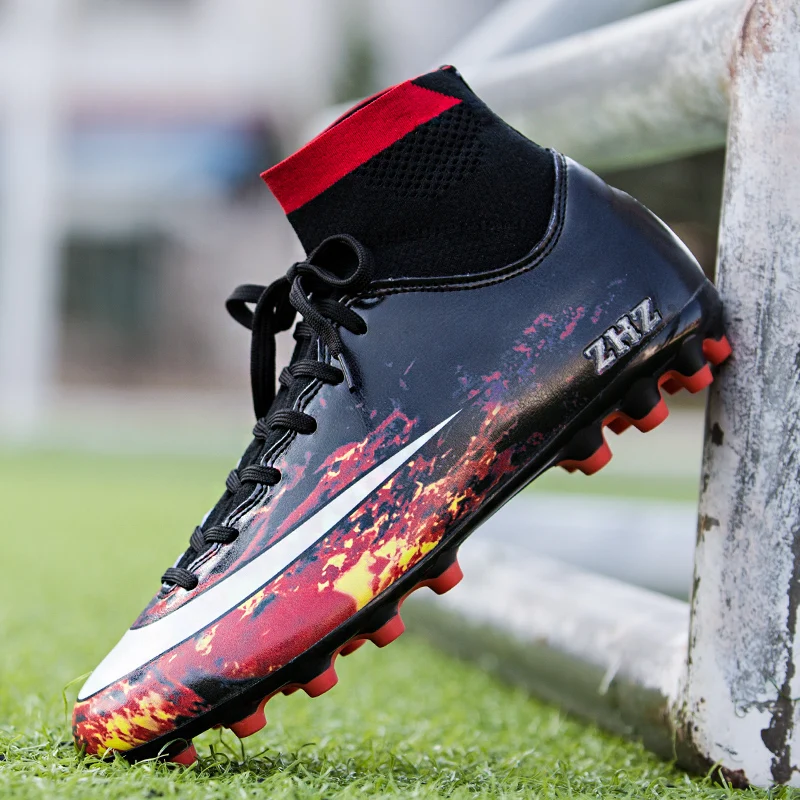 

Boys kids Brand Professional Men's Soccer Football Shoes Sneakers Outdoor TF Turf Ankle high Soccer Cleats Sneakers Adults Boots