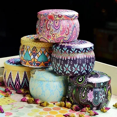 Жесть Fower Чай горшок элендиль Чехия Экзотический мини Портативный баночку свеча