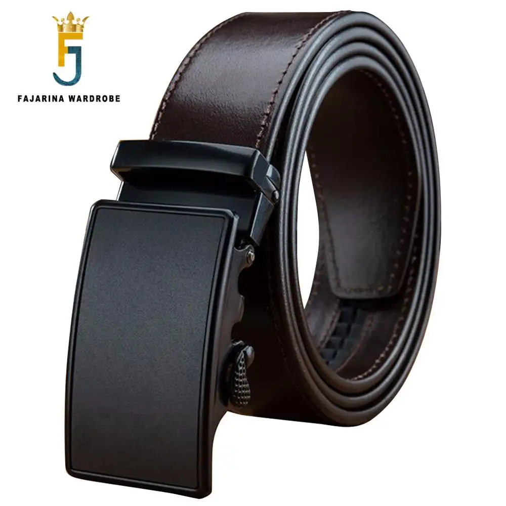 FAJARINA Brand Name Strap Men's Formal Style  Genuine Leather Black Automatic Belts for Men Casual Belts 3.5cm Width N17FJ604