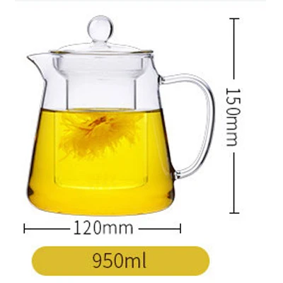 950ml 500/750/950 мл чайник для заварки из термоустойчивого Стекло Чай горшок расписанный цветами Чайник Чай пуэр из провинции травяные горшок от боли в спине плита безопасный Чай горшок в продаже Чай посуда - Цвет: 950ml