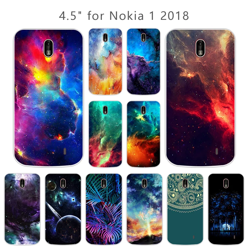 4.5 inch Nebula Case for Nokia 1 2018 DIY Silicone Phone Cases Funda Transparent Soft TPU Back Cover Capa |