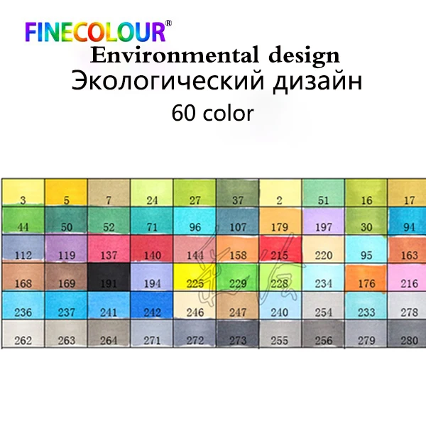 Finecolour профессиональный Перманентный маркер для рисования на спиртовой основе с кляксами для Manga маркер для рисования 24/36/48/60/72 маркер для рисования набор - Цвет: picture colors