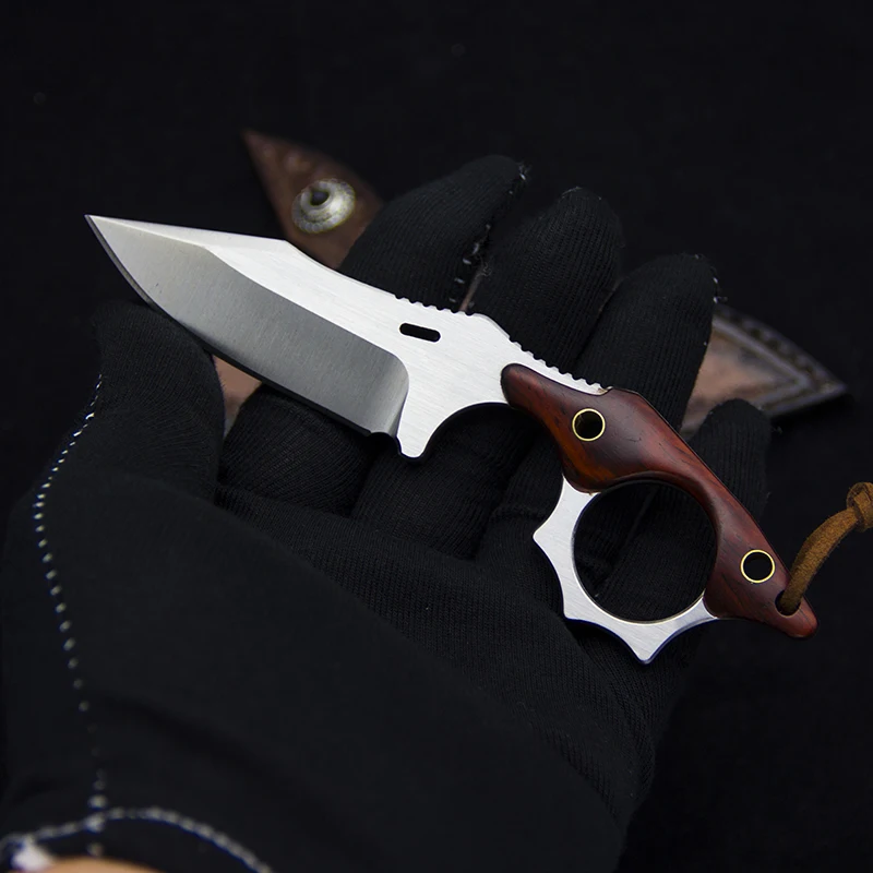 Mini Rescue Neck Knife Rose Wood Handle Tactical Fixed Blade Outdoor Straight Knives Hunting Survival Tools Multi |