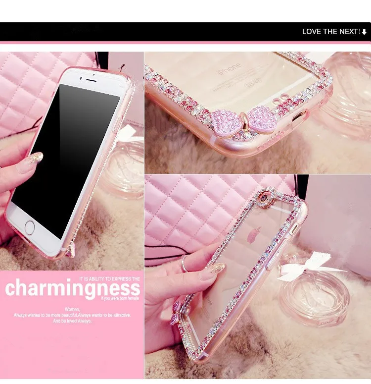 Мягкий чехол для телефона с бриллиантовой цепочкой XSMYiss SamsungS6 S7 S8 S9 S10 S11 PLUS Lite Note8 9