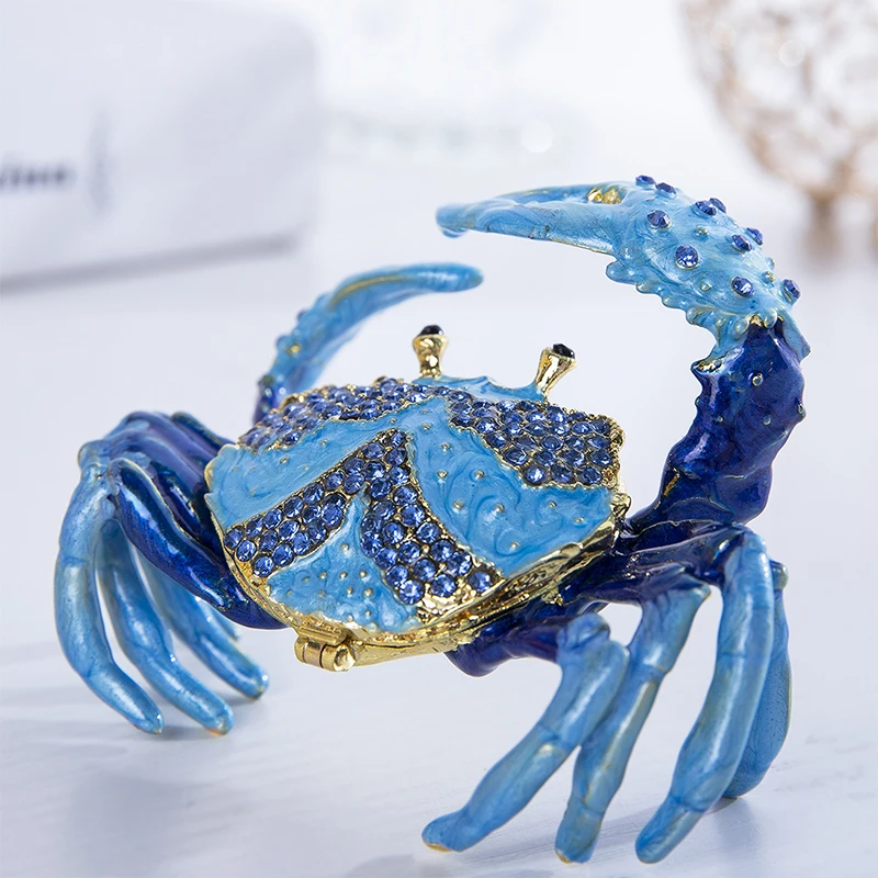 H& D ручная роспись Краб Bejeweled безделушка коробка навесной животное декоративный держатель кольца(коробочка) статуэтка в коробке для хранения ювелирных изделий домашний Свадебный декор