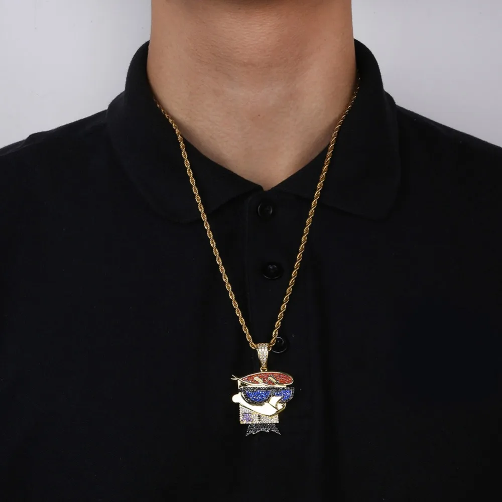 TOPGRILLZ DEXTER кулон ожерелье для мужчин Iced Out CZ цепи хип хоп/панк цвета: золотистый, Серебристый ювелирные подвески вечерние подарки