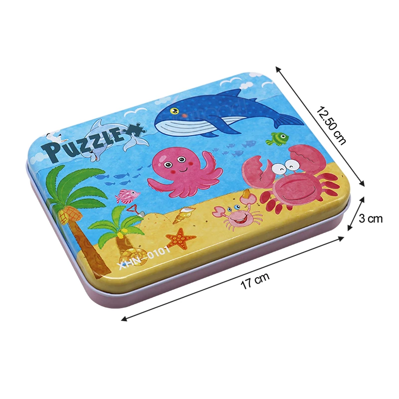 4 в 1 мультяшная 3D головоломка Metall Eisen Box Reibungslos Holz Puzzle Монтессори Lernspielzeug Kinder