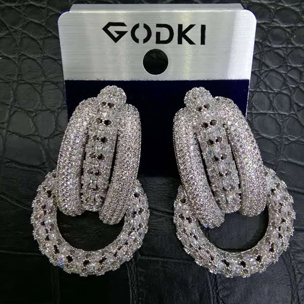 Silver Амулеты GODKI, Разноцветные серьги с кубическим цирконием, африканские корейские элегантные женские серьги-гвоздики в ювелирном - Окраска металла: Silver