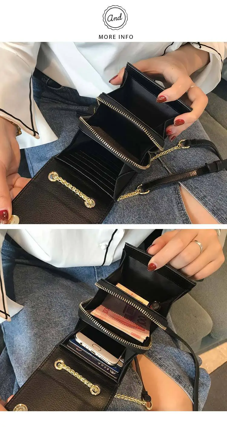 CICICUFF Genuine Leather Women Mobile Phone Bags Fashion Small Purse Female Chain Buckle Mini Shoulder Messenger Bag for IPhone