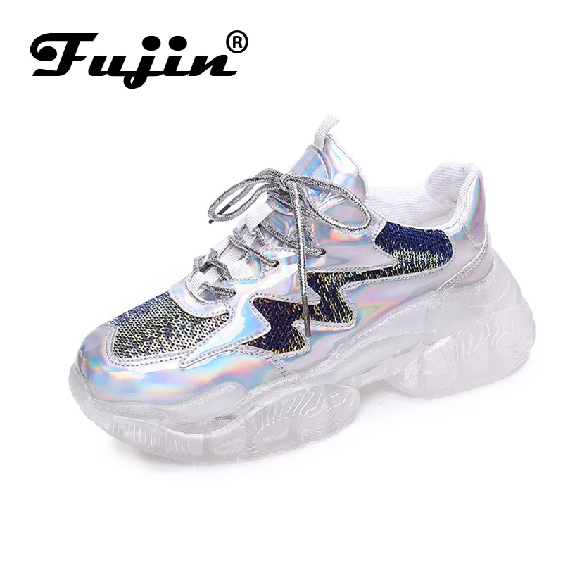 Женские кроссовки на толстой подошве Fujin повседневные платформе увеличивающие