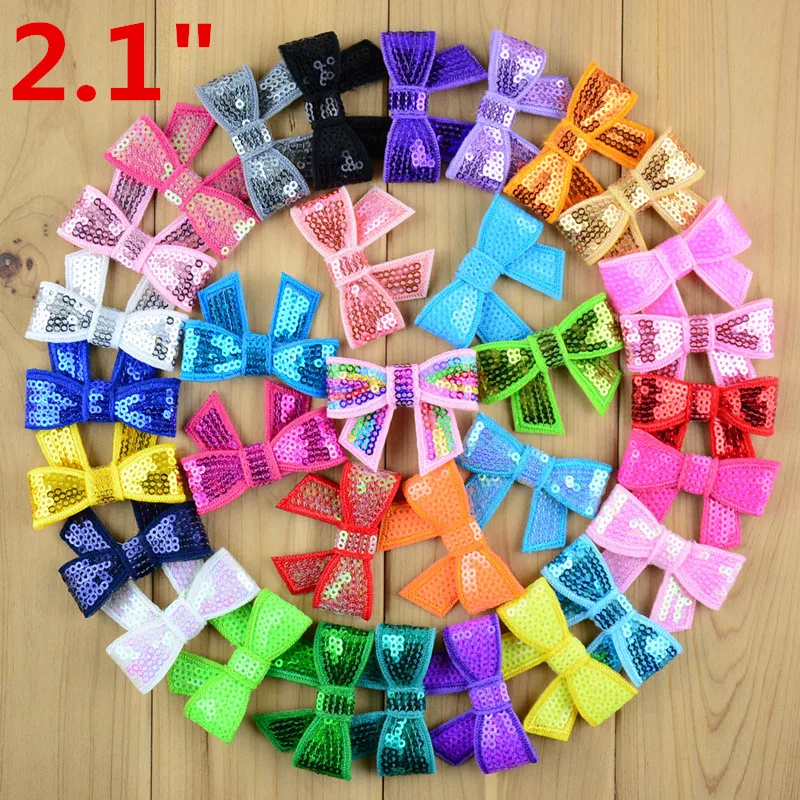 Мини банты из бутика с бантом расшитые блестками 60 шт./лот 2 1 дюйма аксессуары для