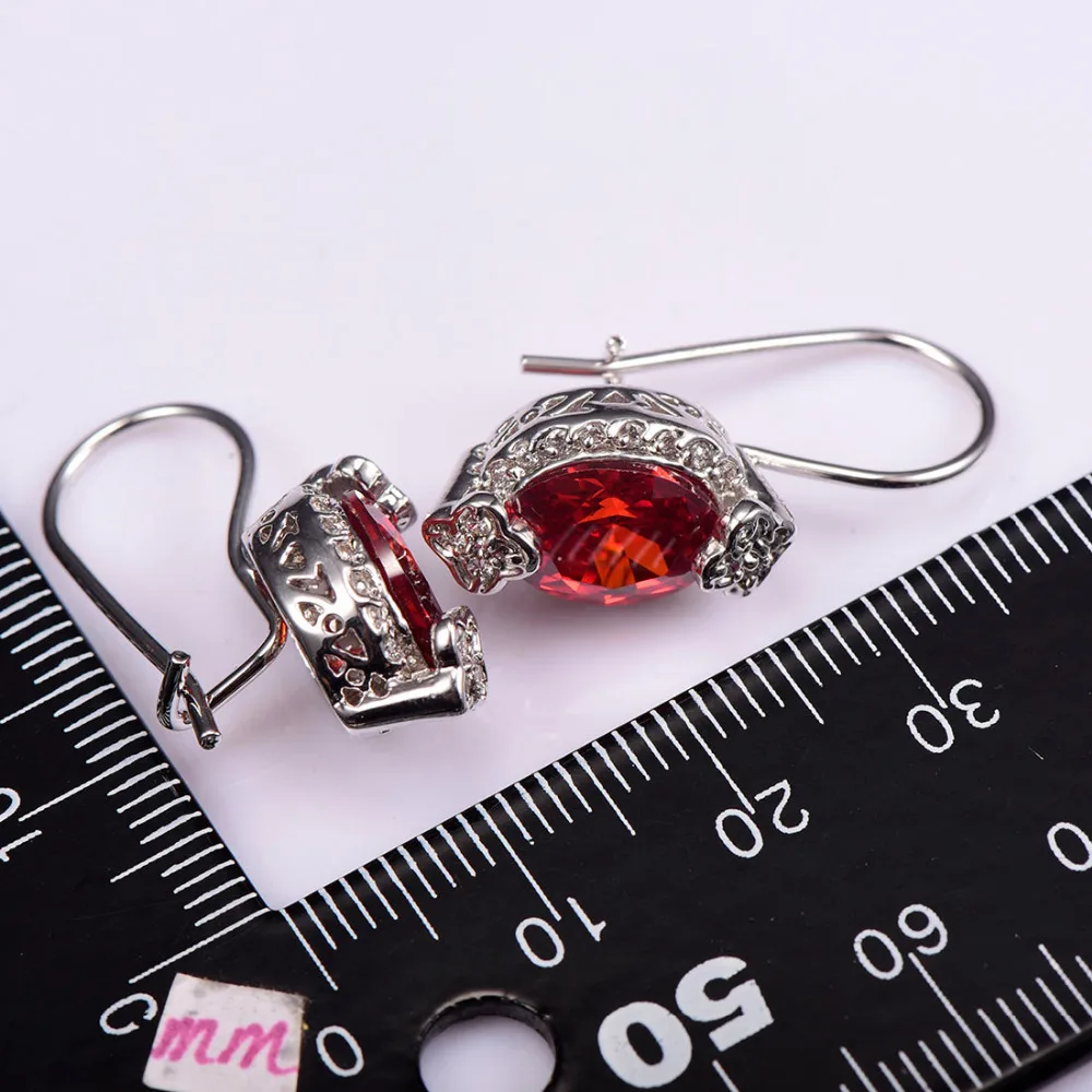 Женские серьги подвески с гранатом зеркальные серебряные TE728|womens dangle earrings|dangle