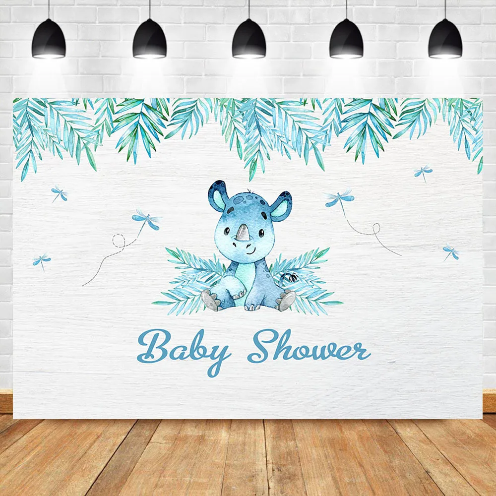 NeoBack милый Rhino Baby Shower фон для фотосъемки акварельные листья торт стол Баннер
