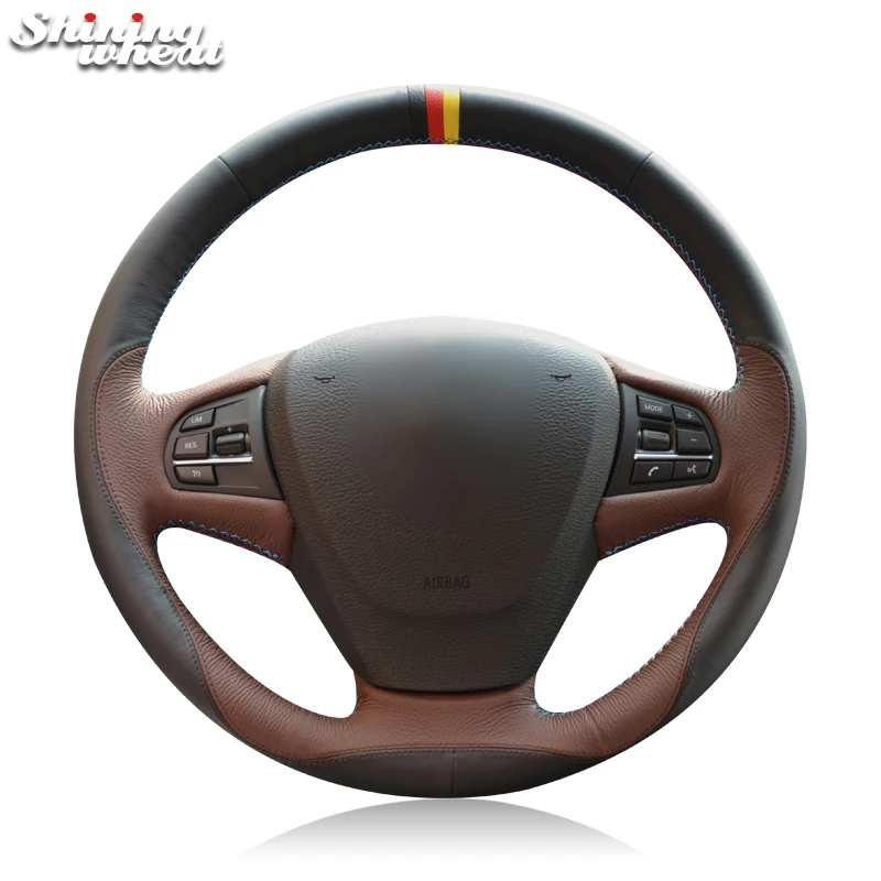 

Hand Sew Black Coffee Leather Car Steering Wheel Cover for BMW X3 2014 X5