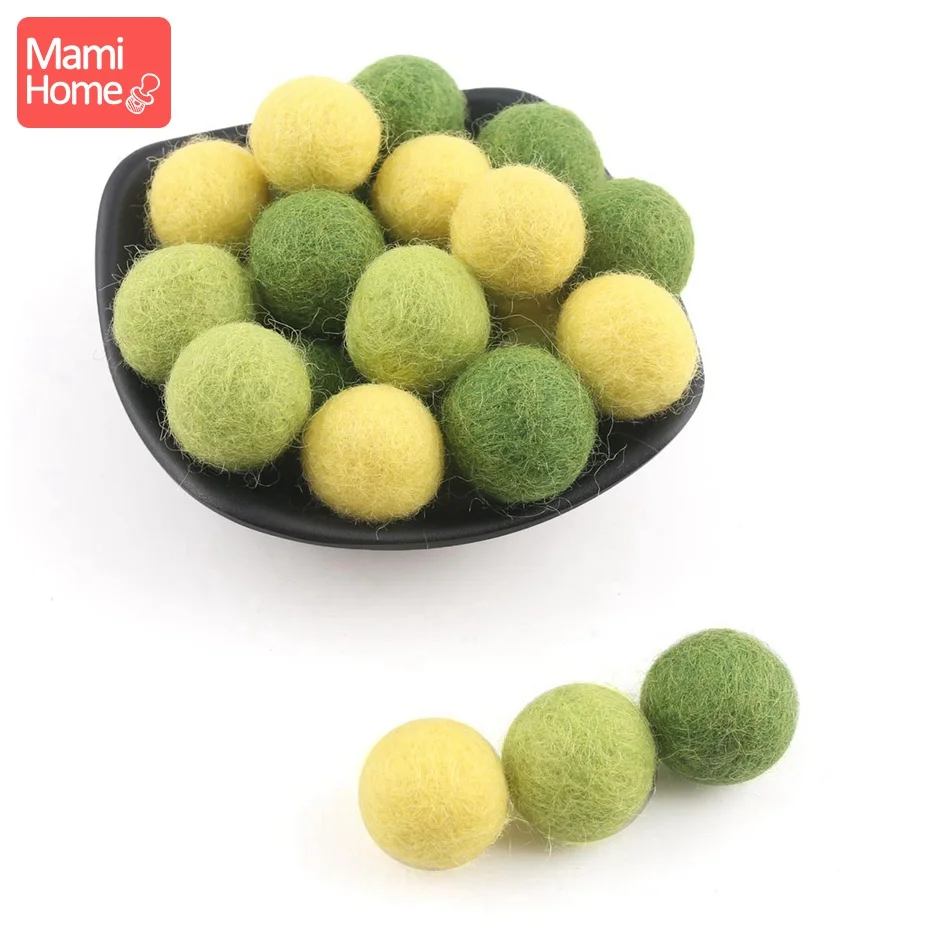 green wool ball 25 шт., шерстяные шарики, цветные бусины, рождественский подарок, поделки своими руками, аксессуары для ухода за ребенком, Декор, войлок, шерсть, мягкое изготовление детской кровати - Цвет: green wool ball