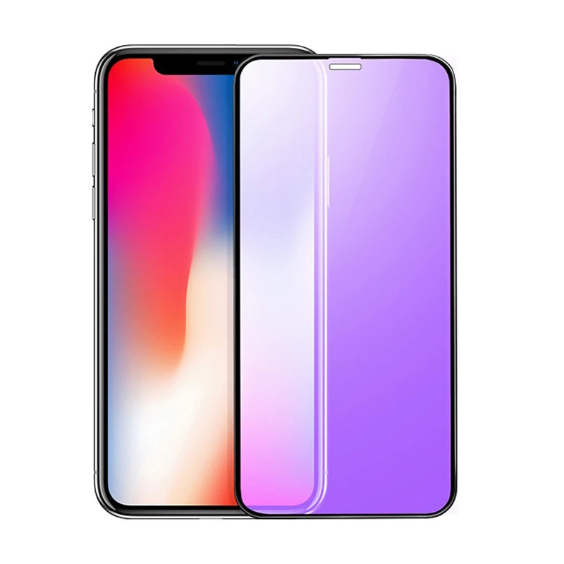 Защитное стекло закаленное фиолетового цвета для iPhone x/xr/xs max/7/8/6/6s plus|Защитные
