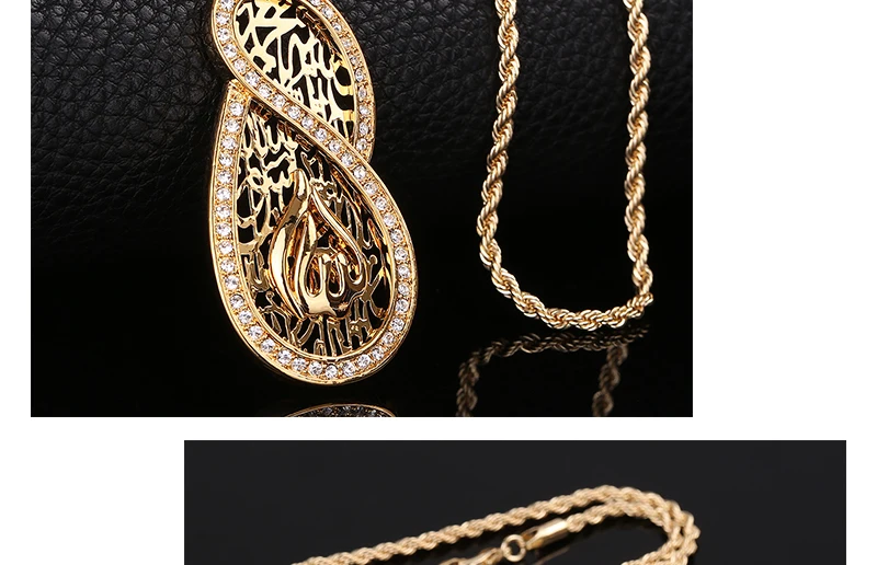 OUMEILY Neckalce арабские мусульманские украшения оптом трендовые Золотые кристаллы овальной формы луны Алла подвески ожерелья для женщин