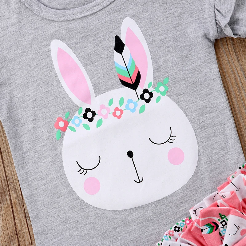 Милые летние комплекты из 2 предметов для новорожденных девочек серая футболка с