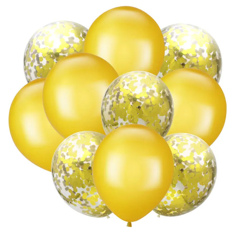 yellow 10 шт. 12 дюймов Смешанные конфетти воздушные шары на день рождения украшения для детей и взрослых Металлические Шарики Детские воздушные шары для девочек - Цвет: yellow
