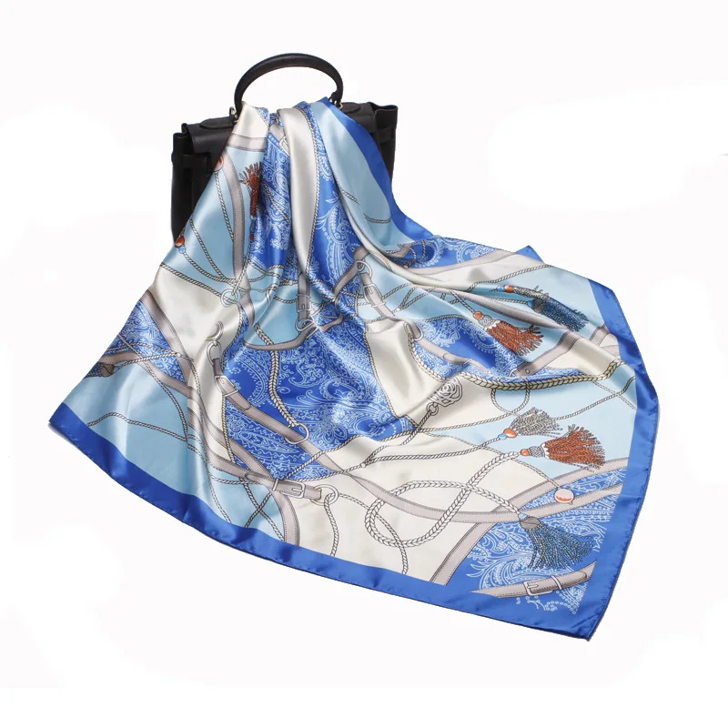 FXAASS бандана женский хиджаб квадратный шарф Мода дамы Ретро Роскошный шелковый