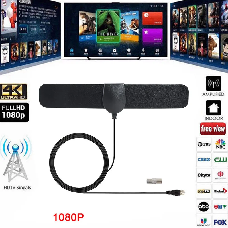Новинка года Высокое качество 1080 P ТВ телевизионные антенны цифровой HD 200 Миля Диапазон усилитель для закрытых помещений 4 к 16ft коаксиальный кабель
