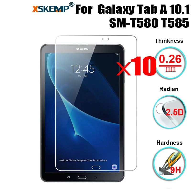 XSKEMP 10 шт./лот 9H жесткий планшет закаленное стекло для Samsung Galaxy Tab A 1 SM T580 T585