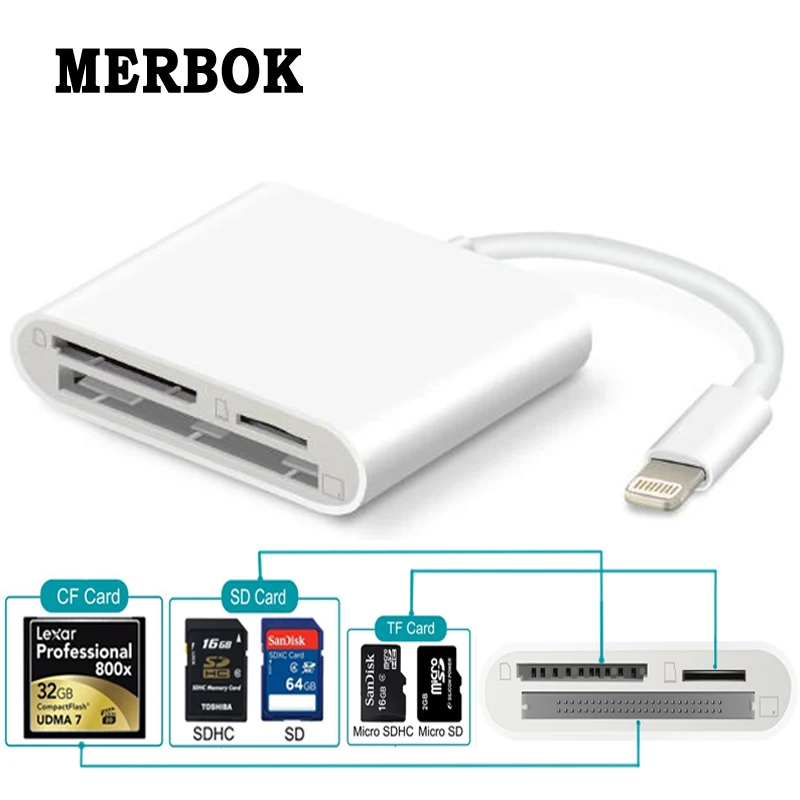 Устройство для чтения карт памяти Micro SD TF CF 3 в 1 устройство с разъемом Lightning iPhone iPad