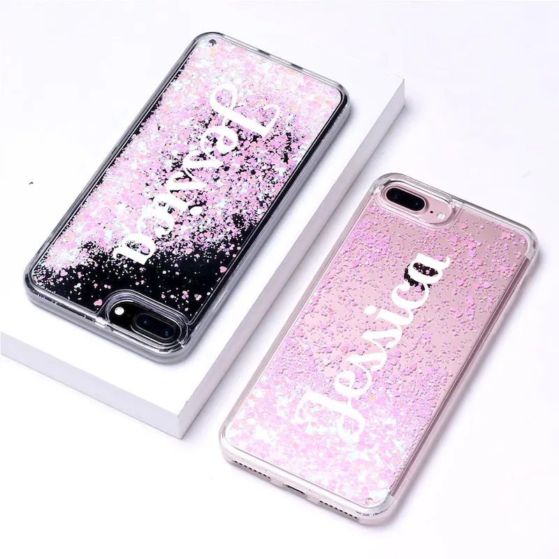Font 2-Pink Glitter Жидкий Блестящий Сверкающий Розовый Золотой буквы с именем для iPhone 11 Pro 6S XS Max 7 7Plus 8 8Plus X мягкий чехол для телефона индивидуальный заказ - Цвет: Font 2-Pink Glitter