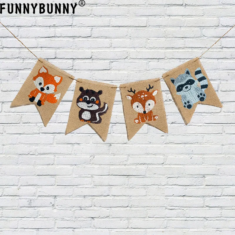 FUNNYBUNNY животные лиса белка олень енот Pull Flag день рождения белье ласточкин хвост