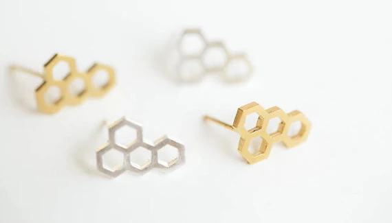 Женские серьги пусеты DIANSHANGKAITUOZHE с шестигранной застежкой|cute gold earrings|stud earringsstud
