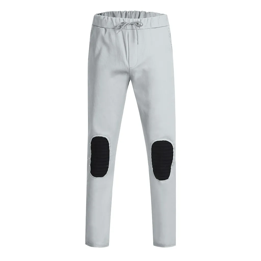 Gray Мужские брюки; Pantalon Hombre; сезон весна-зима; брюки для бега; однотонные Лоскутные Спортивные брюки с завязками; брюки; Pantalon Homme; Лидер продаж - Цвет: Gray