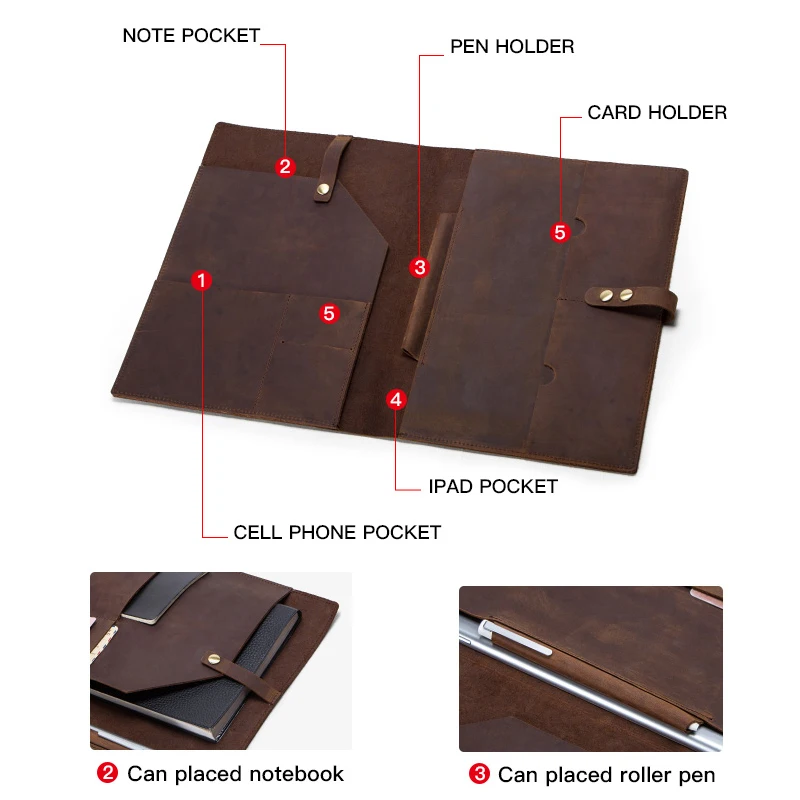 Luxury Retro Cow Leather Case Cover For iPad 9.7 5 6 Air 1 2 Mini MacBook Pro 9.7 10.5 11 10.2" Tablet Sleeve Pouch Notebook Bag