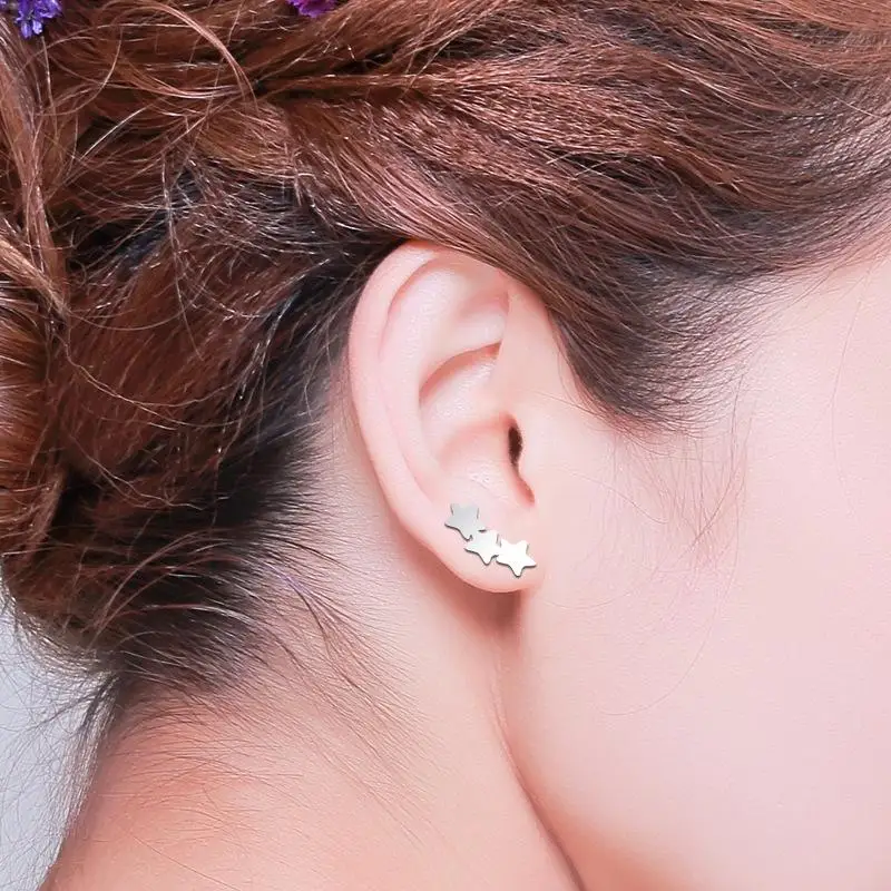 Tiny star stud earrings vintage stainless steel rose gold/silver boho earring fashion jewelry for women/men statement | Украшения и