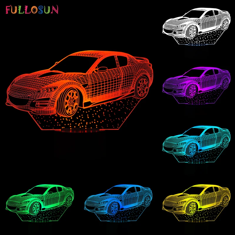 5 В USB Мощность 3D LED визуальный индикатор 3D водить автомобиль модели Ночные светильники с нескольких цветов нажатием кнопки, лампы как детская Игрушечные лошадки огни