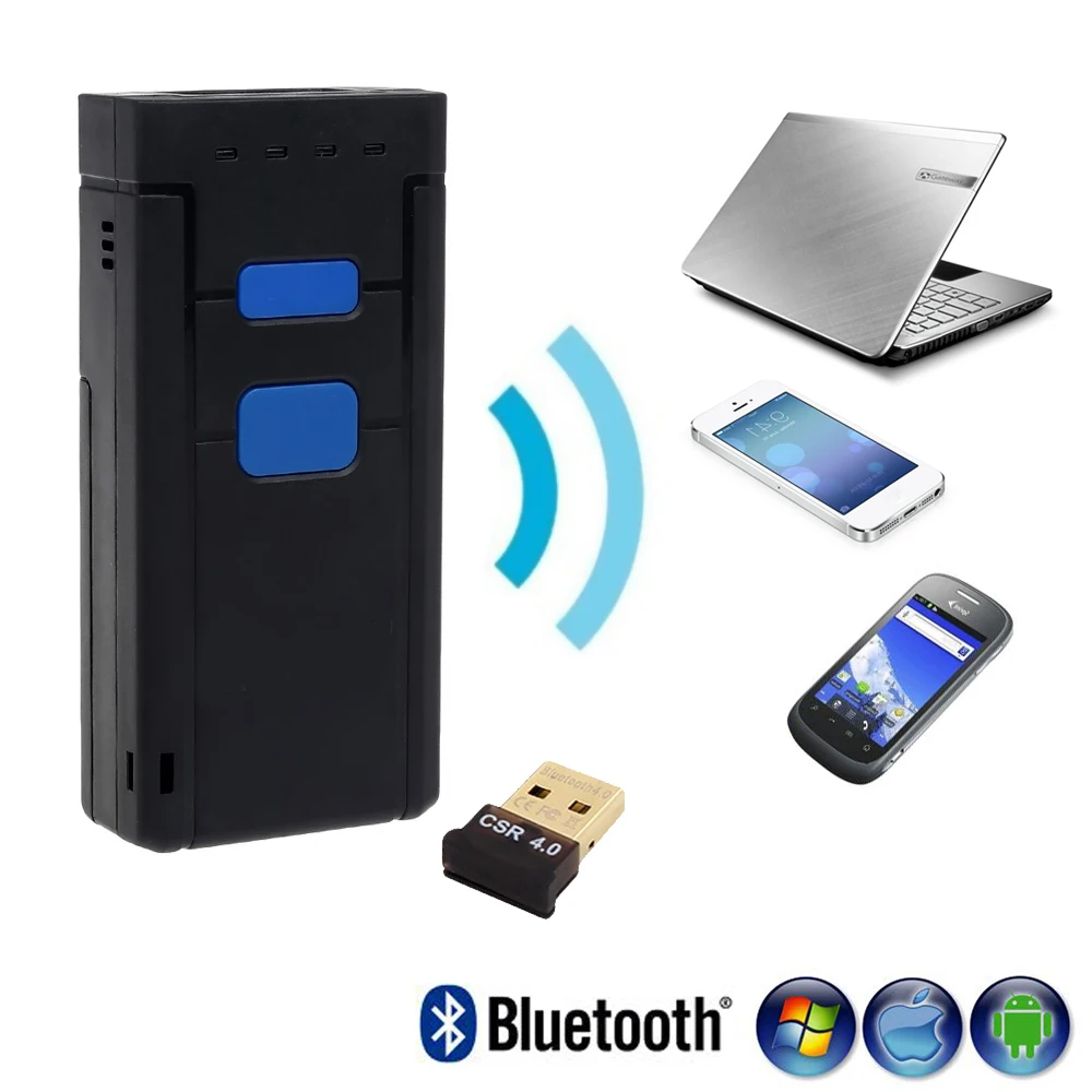 Портативный карманный беспроводной 2D сканер QR кода Bluetooth штрих для Android IOS Barcod
