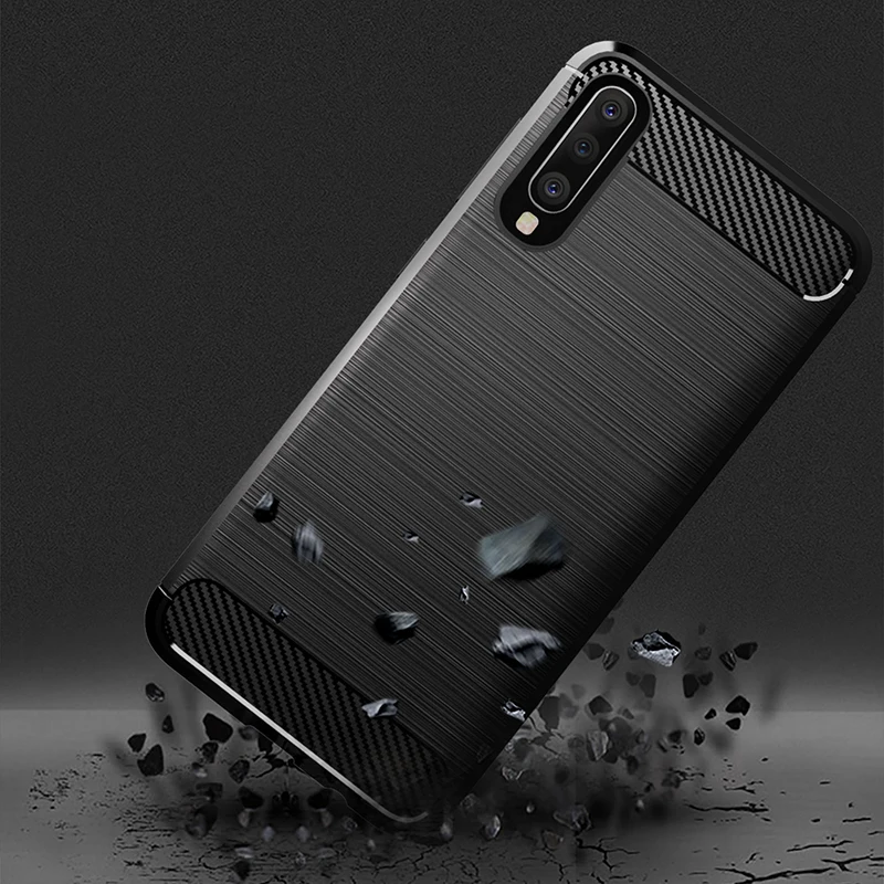 For Samsung Galaxy A50 A10 A20 A30 A40 A70 A90 Case Silicone Rugged Armor Soft Cover Carbon fiber Phone Fundas Coque |