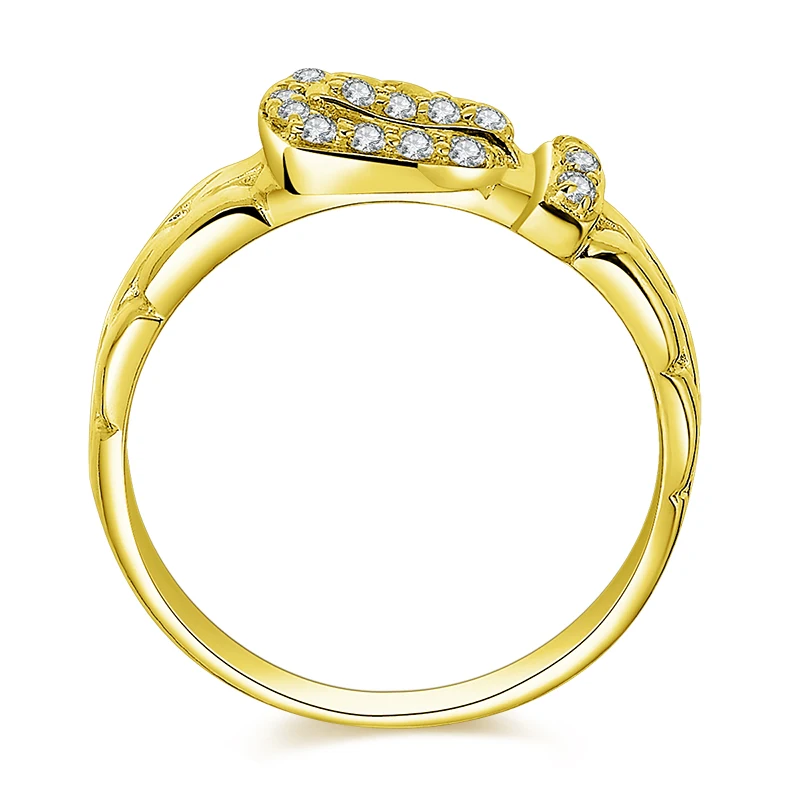AINUOSHI Real 14K Solid Yellow Gold Cluster Crown Ring Carved Band Simulated Diamond Wedding Engagement Ring for Women Jewelry