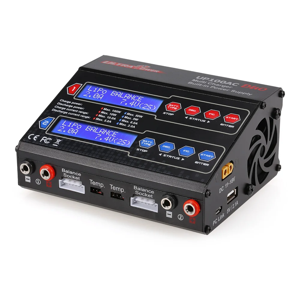 Сверхмощный аккумулятор UP100AC DUO 100 Вт LiIo/LiPo/LiFe/NiMH/NiCD универсальное зарядное устройство/зарядное устройство Dis