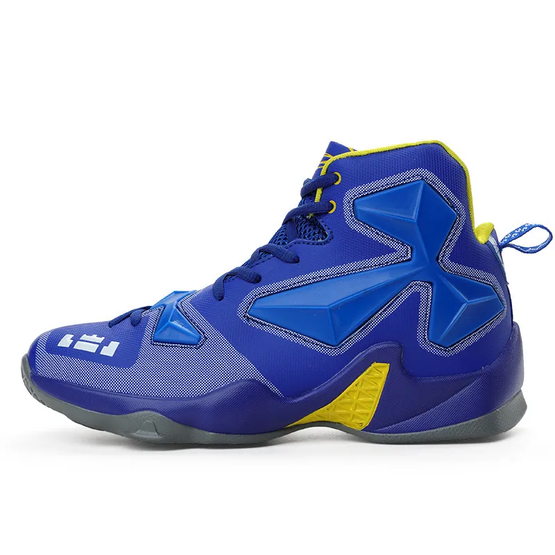 blue and yellow Парные баскетбольные кроссовки Jordan мужские баскетбольные ботинки с высоким берцем мужские амортизирующие кроссовки Мужская износостойкая Уличная обувь унисекс - Цвет: blue and yellow