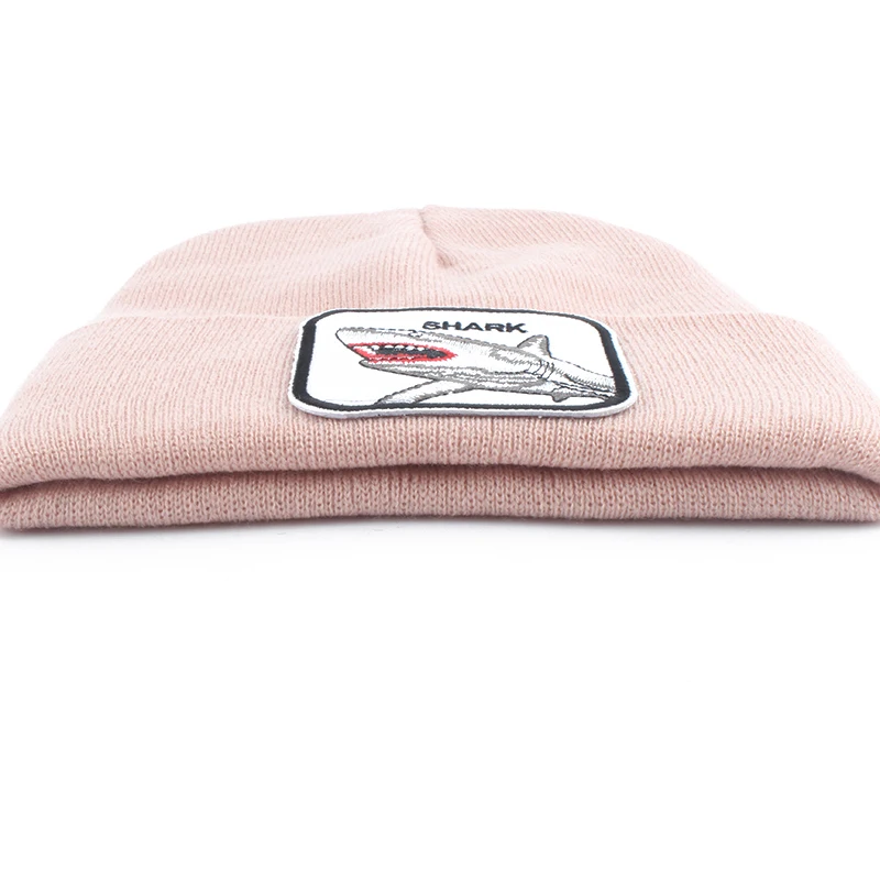 Шапка бини с вышивкой акулы вязаная теплая шапка мужские зимние шапки для женщин