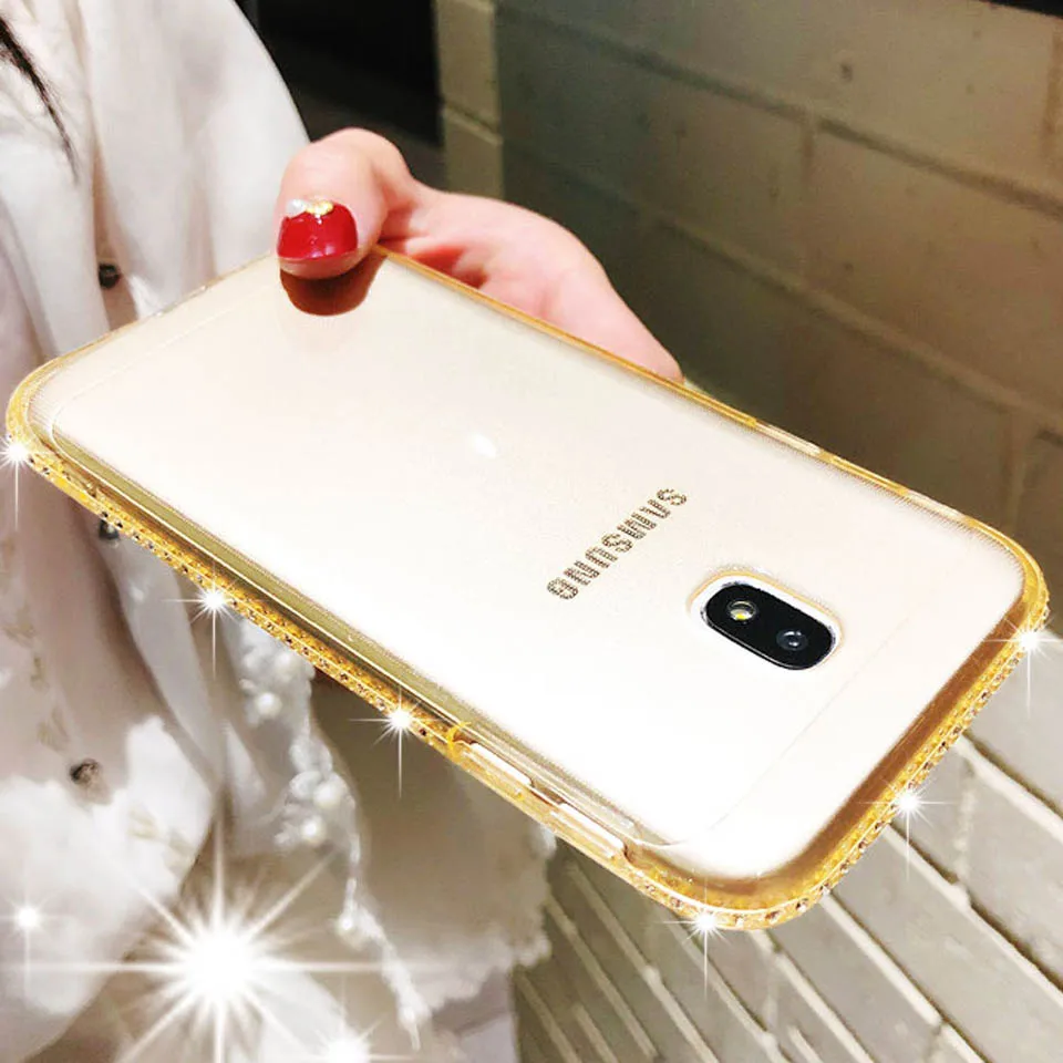 Силиконовый чехол из ТПУ с бриллиантами для Samgung J3 Pro J5 J7 2017 A3 A5 A7 A10 A20 A30 A40 A50 A60 A70 M10