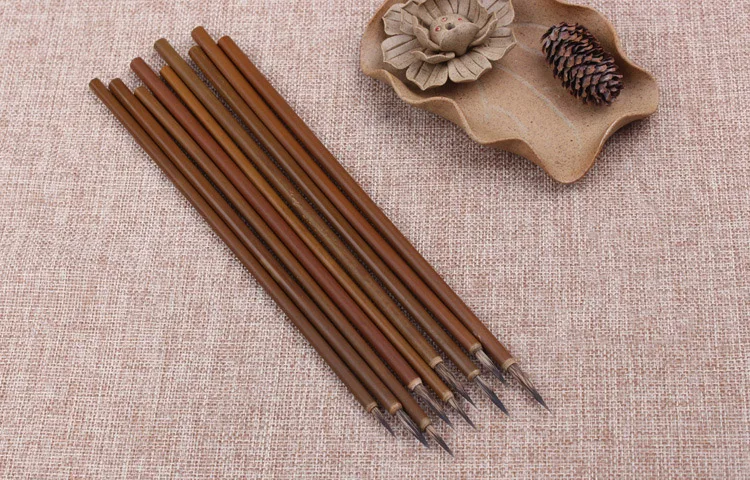 

6pcs/set lobular pen badger badger painted hook line eyebrow Chinese painting flowers and birds fine brushwork students brush