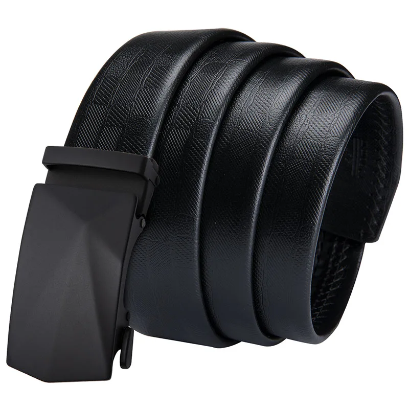 

DiBanGu Fashion Mens Black Leather Belt Formal Designer Business office automatic Buckle Belts for Men Suit Waist Strap DK-2009