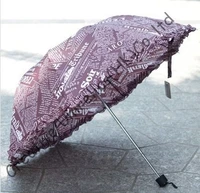 three fold umbrellashand openparasolsunshadesuperminiarced umbrellaslacingenglish newspaper printed designpocket parasol