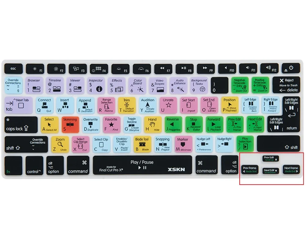 XSKN Final Cut Pro X 10 Защитная крышка для клавиатуры функциональная силиконовая кожа Apple