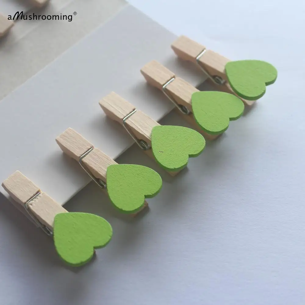 Деревянные прищепки в форме сердца мини набор из 10 штук для упаковки бумажных