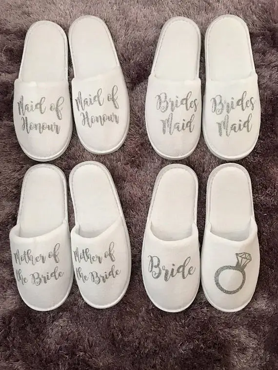 

custom color titles wedding bridesmaid bride groom spa soft slippers hen night Bachelorette party favors gifts