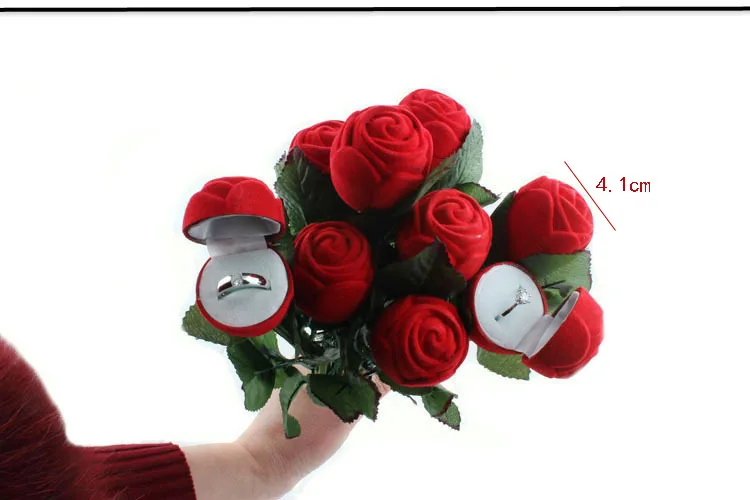 

DHL Fashional Romantic Red Rose Engagement Wedding Ring Boxes Earrings Gift Box